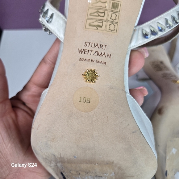 Stuart Weitzman Gemcut 100 Ankle Strap Satin Pumps Size 10 - Picture 13 of 14